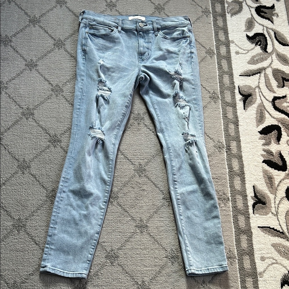 PacSun Stacked Skinny Blue Distressed Men's Jeans - Picture 2 of 8